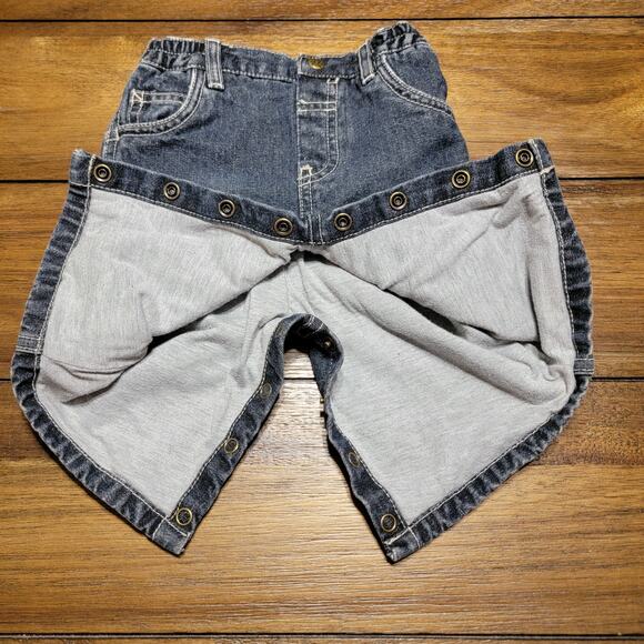 The Childrens Place Denim Infant Pull On Denim Carpenter Jeans - Size 3-6 Mos. - Picture 2 of 7
